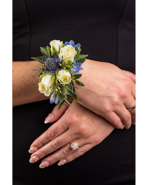 Blue and White Corsage - Fallon