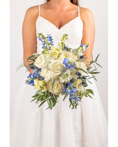 fatface blue dress WEDTREND Women White Blue Flower Wedding Guest Dress A Line Printed Long Bridesmaid  Dress