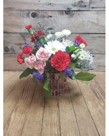 Pink Mosaic Hint of Purple Flower Arrangement