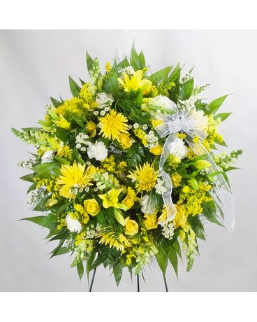 Yellow and White Wreath Flower Arrangement