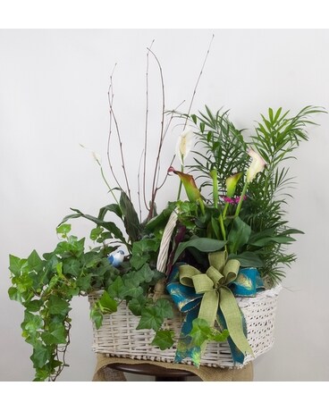 European Garden with Bird Flower Arrangement