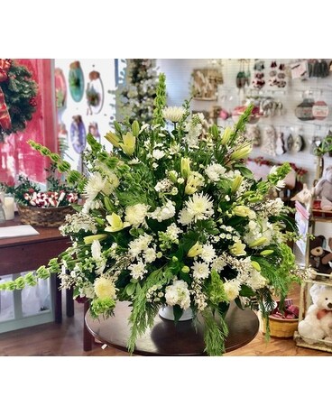 All White Altar Flower Arrangement