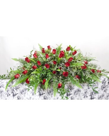 Red Roses Casket Spray Funeral Casket Spray Flowers