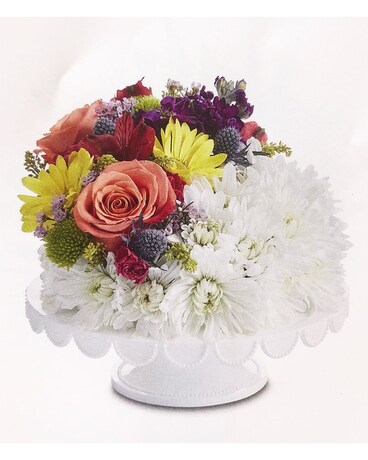 Brightest Day Flower Birthday Cake Flower Arrangement