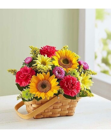 Sunny Garden Basket Flower Arrangement