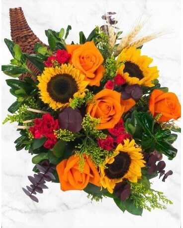 Fall Cornucopia Flower Arrangement