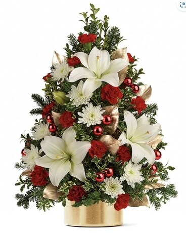 Golden Elegance Christmas Tree Flower Arrangement