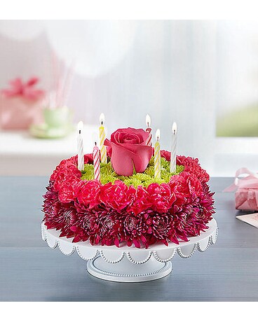 Birthday Wishes Flower Cake - Purple Flower Arrangement