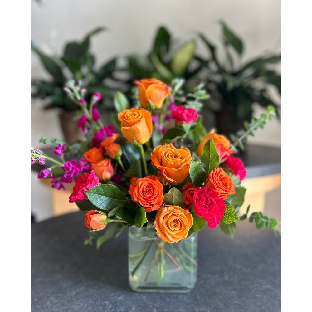 Bright Orange Roses Birthday Bouquet