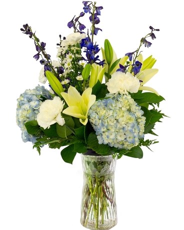 Blue and White Bouquet Flower Arrangement