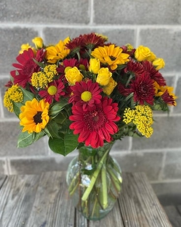 Red and Yellow Flowers Flower Arrangement