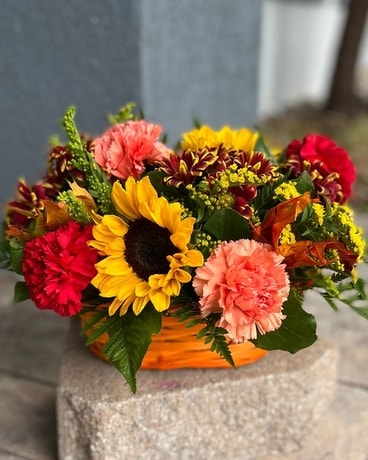 Fall Flower Basket Flower Arrangement