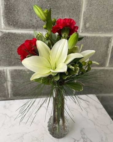 Winter Bud Vase Flower Arrangement