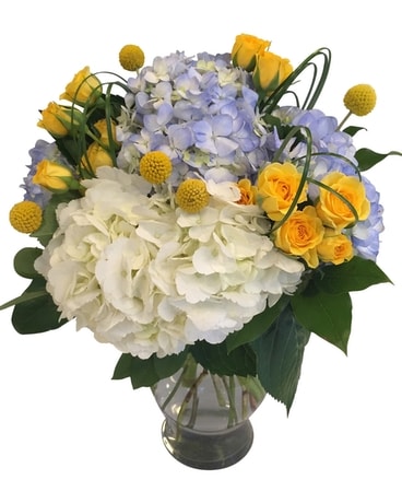 Blue and Yellow Bouquet Flower Arrangement