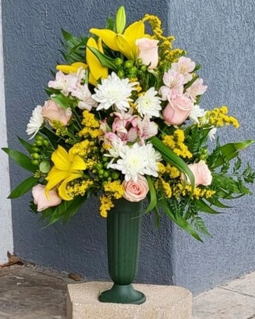 Pastel Cemetery Cone Sympathy Arrangement