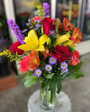 Jewel Tone Flowers Flower Arrangement