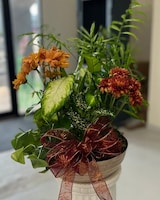 Bow + Cut Blooms size,  inches height and  inches wide.