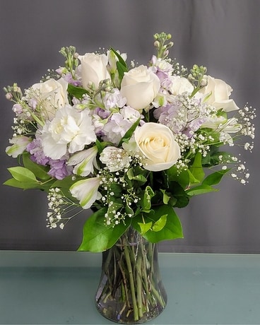 Lavender and White Flower Arrangement Flower Arrangement