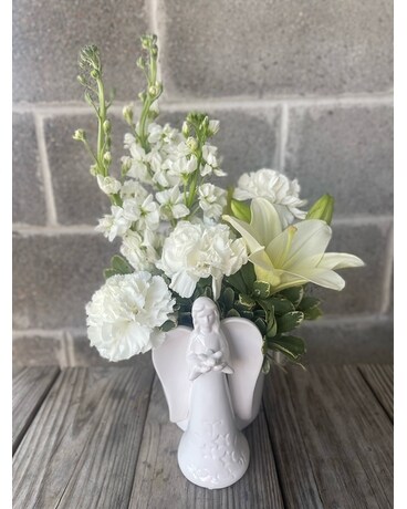 Madonna With Fresh Flowers Flower Arrangement