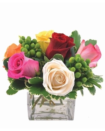 Mini Rose Cube Assorted Flower Arrangement
