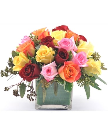 Rose Cube Assorted Flower Arrangement