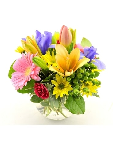 Low Mixed Spring Vase Flower Arrangement
