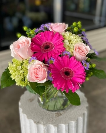 Drink up the Pink Flower Arrangement