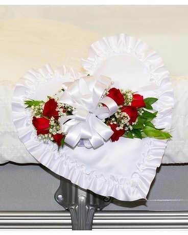 Heart Casket Pillow Flower Arrangement
