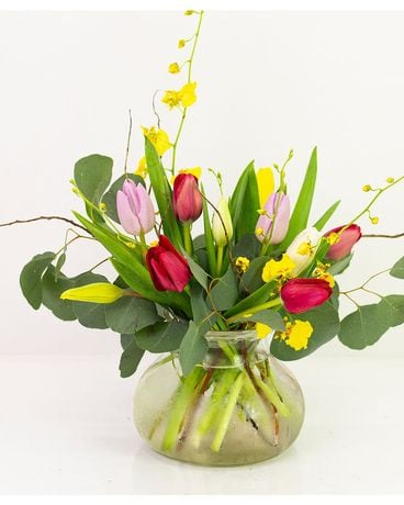 Tulips & Oncidium Orchids Flower Arrangement