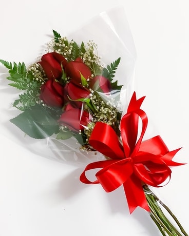 Half Dozen Red Roses Wrapped Flower Arrangement