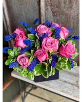 With Purple Roses size,  inches height and  inches wide.