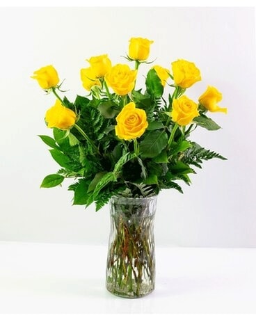 One Dozen Yellow Roses Flower Arrangement