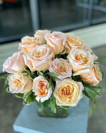 Peach Rose Cube Flower Arrangement