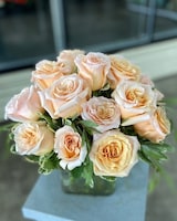 With 18 roses size,  inches height and  inches wide.