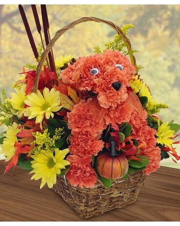 Colwell's Delightful Dog Flower Arrangement
