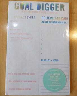Goal Digger Notepad size,  inches height and  inches wide.