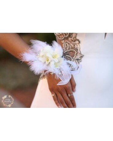 White Dendrobium Wrist Corsage Flower Arrangement