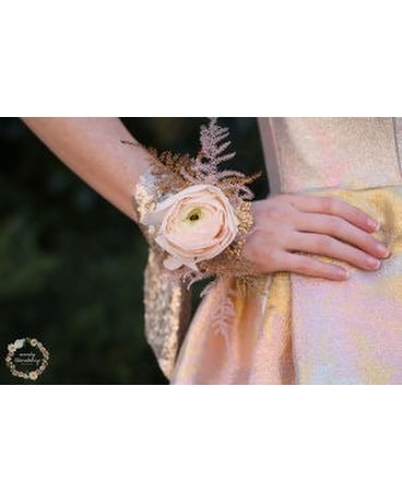 Blush Ranunculus Corsage Flower Arrangement
