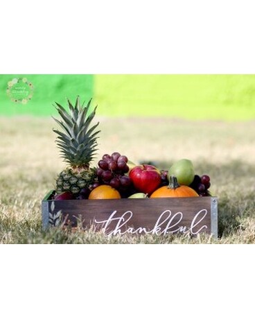 Thankful Fruit Basket Flower Arrangement