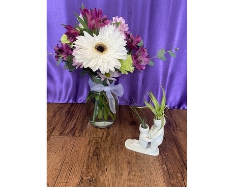 Mamma To Be holder with airplants and Flowers Plant