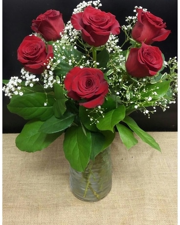 Half Dozen Red Roses Flower Arrangement