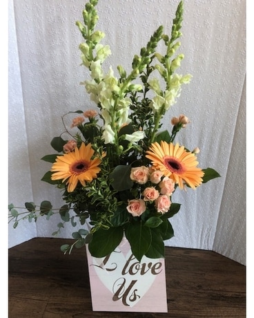I Love Us Arrangement with Sign Flower Arrangement