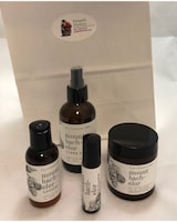 Candle, linen spray, perfume, and lotion size,  inches height and  inches wide.