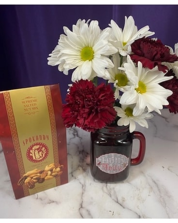 Holly Jolly with a treat Flower Arrangement