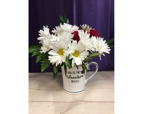 And So the Adventure Begins Flower Arrangement