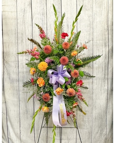 Colorful Standup Easel Sympathy Arrangement