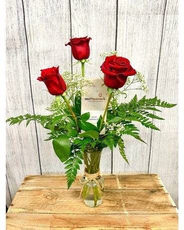 Sweet Trio With Moonstruck Flower Arrangement
