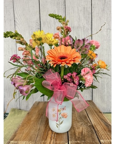 Spring Mix Mason Flower Arrangement