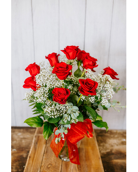 Dozen Roses Flower Arrangement