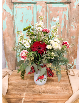 Christmas Mason Jar Flower Arrangement